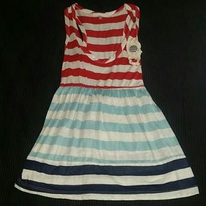 Multi-colored Striped Racer Back Tank with Tie